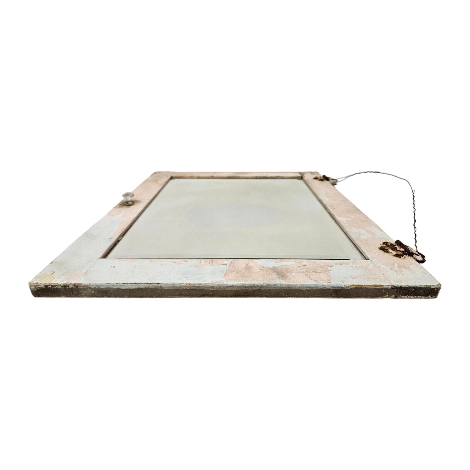 1900s French Farmhouse Beveled Wall Mirror Cabinet Door