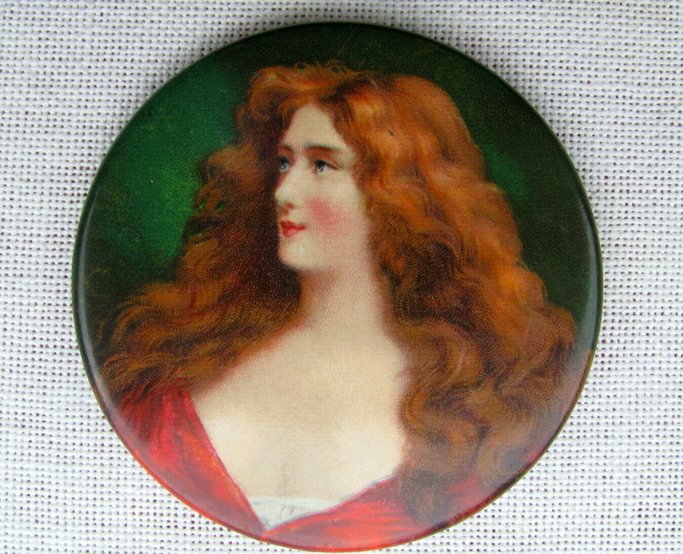 Early 1900s Antique Gentleman's Lady Round Pocket Mirror