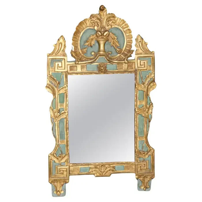 Early 1800s Era Polychromed Gilded Italian Venetian Mirror