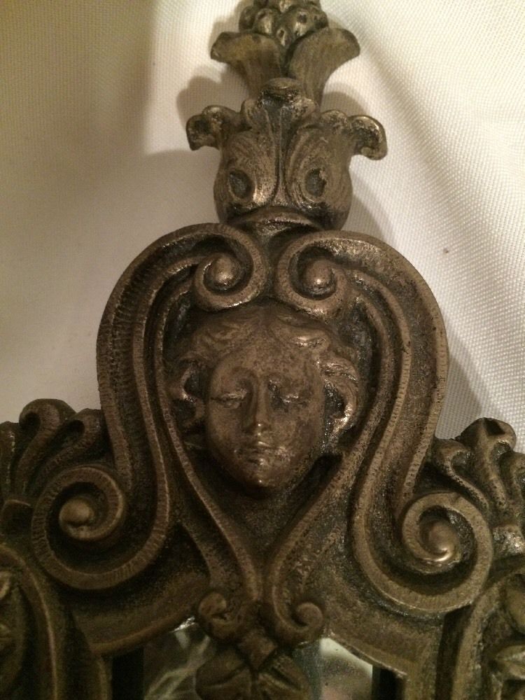 Pair of Early 1900's Antique Angel Mirror Sconces