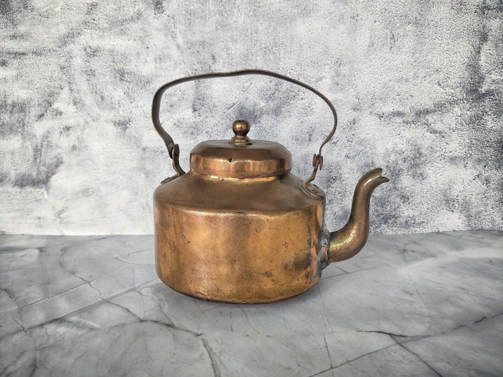 Antique Brass Tea Pot Kettle - Handcrafted Indian Vintage