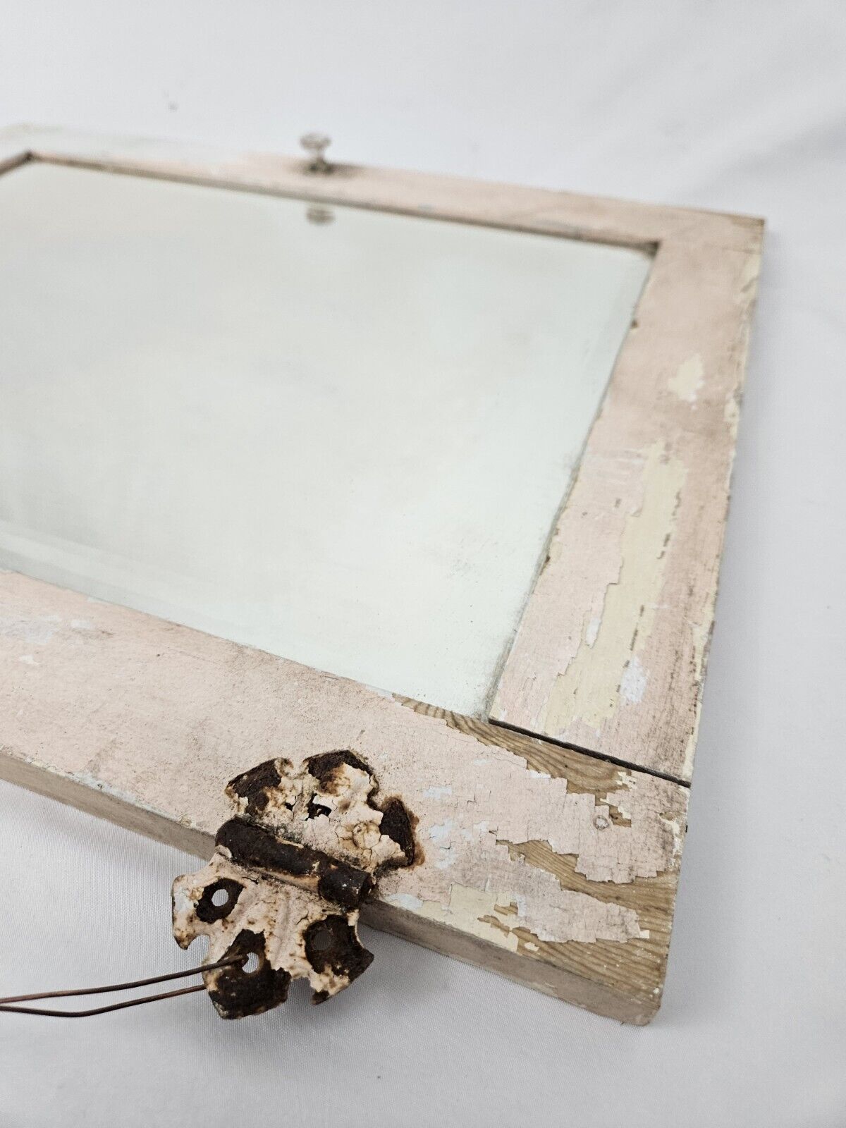 1900s French Farmhouse Beveled Wall Mirror Cabinet Door