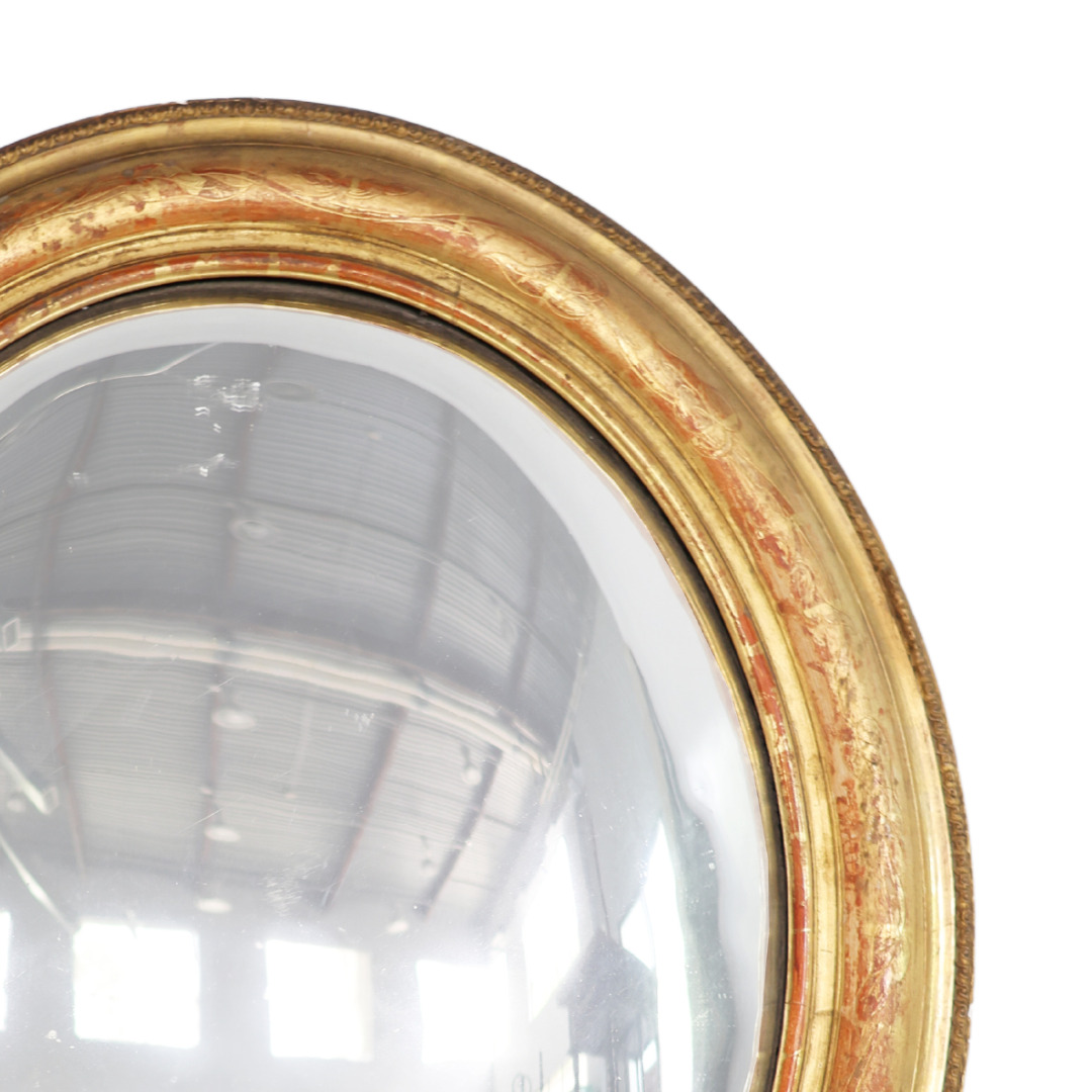 Antique 18th Century Witch Mirror in Gilt Frame