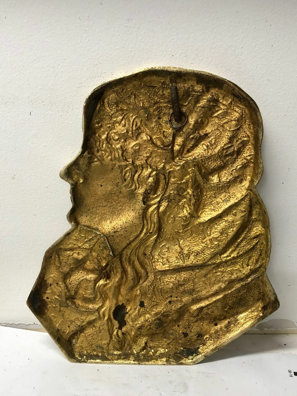 Victorian Woman Brass Wall Hanging - Antique Decor