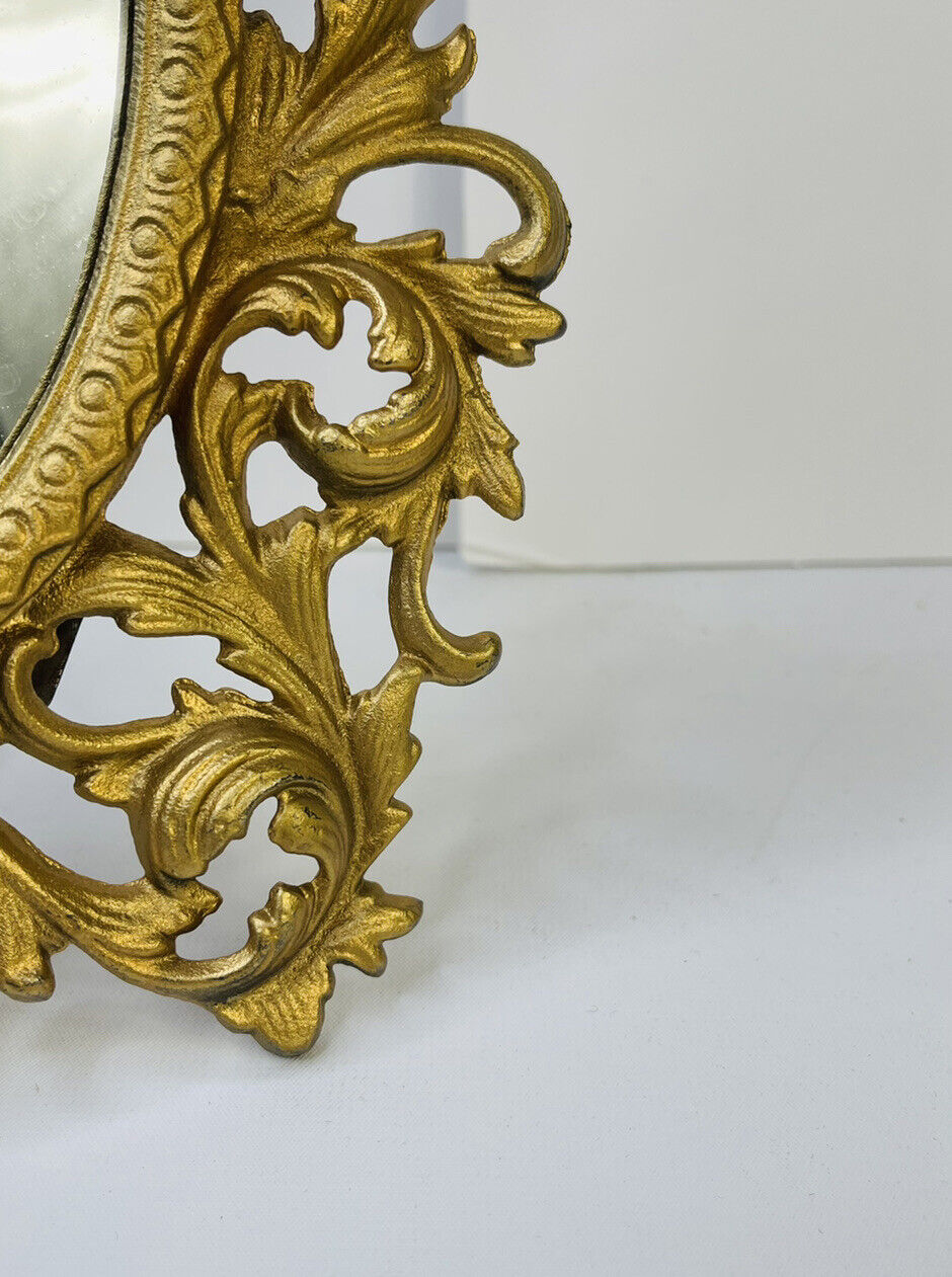 Victorian Regency Brass Vanity Dresser Mirror in Gold