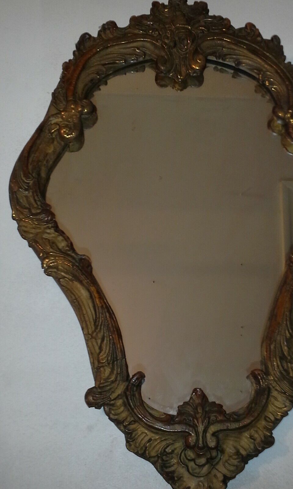 European Hand Carved Heart Shaped Mirror with Ornate Detail