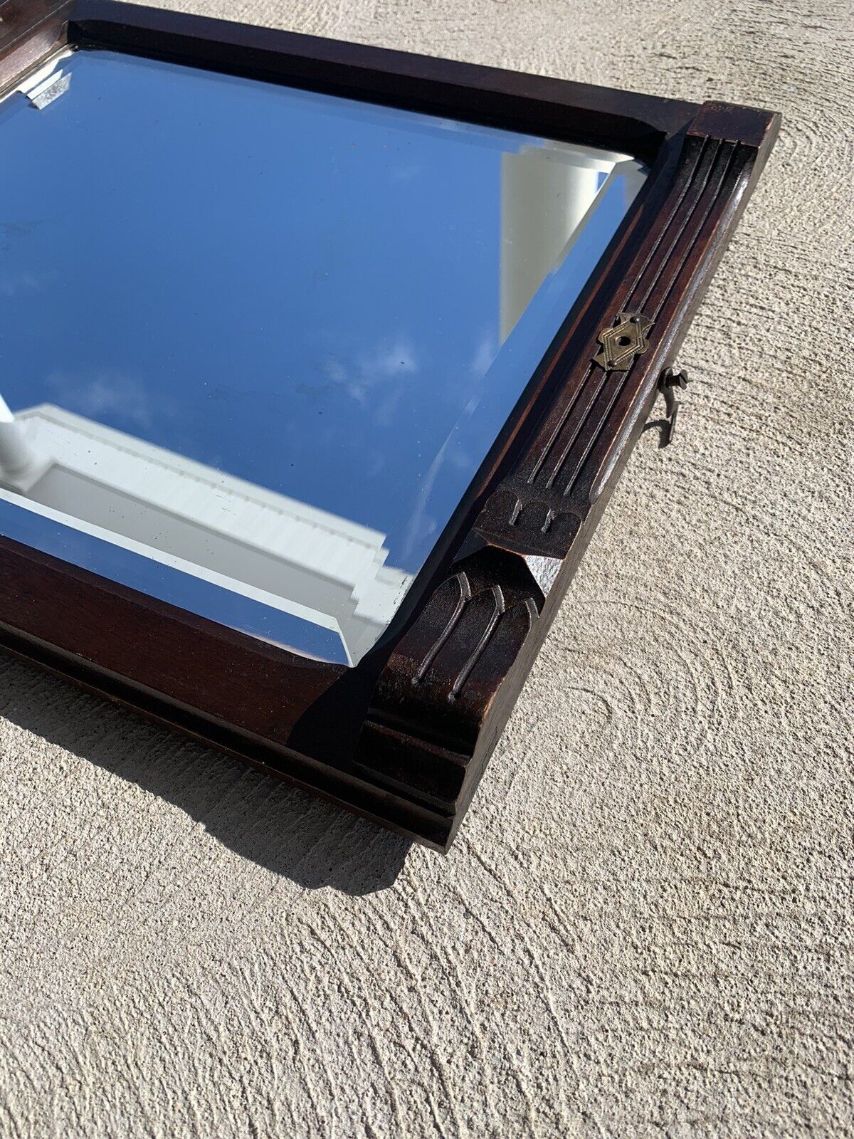 1900's Wooden Frame Beveled Mirror with Hinged Door