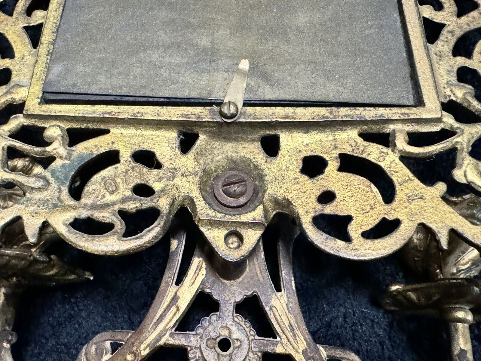 1800s Victorian Bronze Bachuus Bevel Edge Candle Mirror