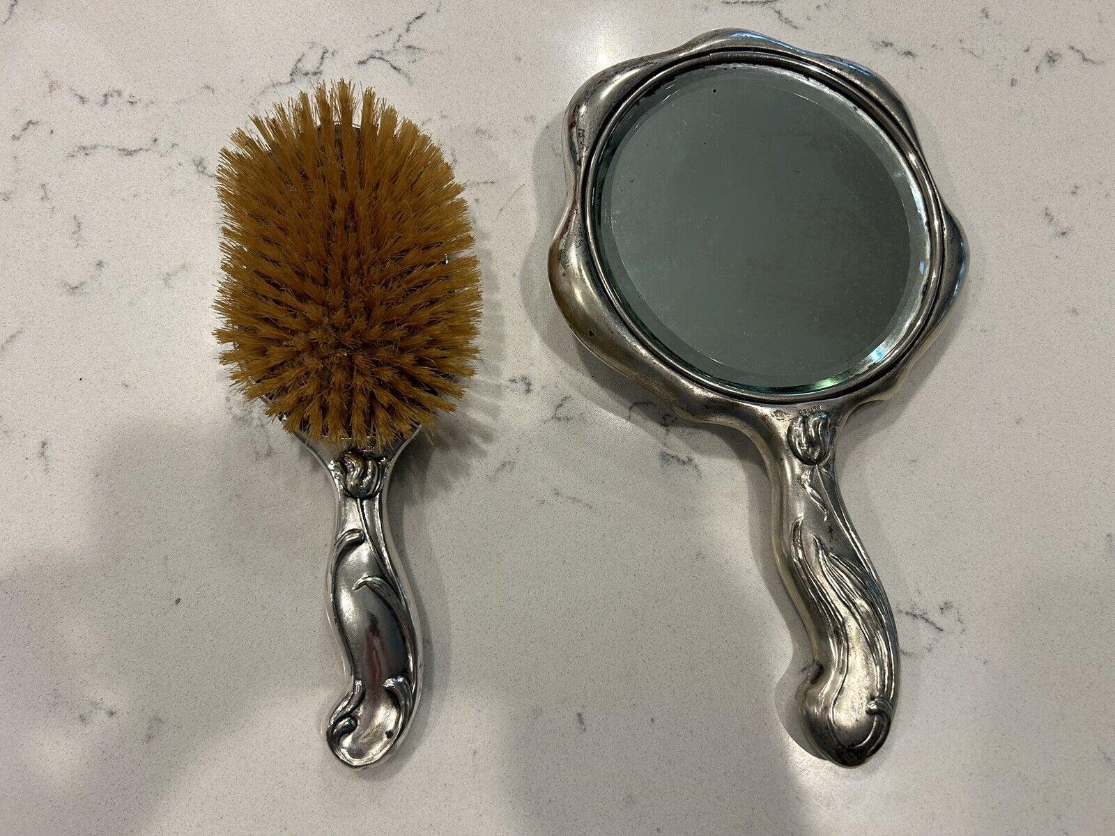 Late 1800s - Early 1900s Ornate Silver Vanity Set