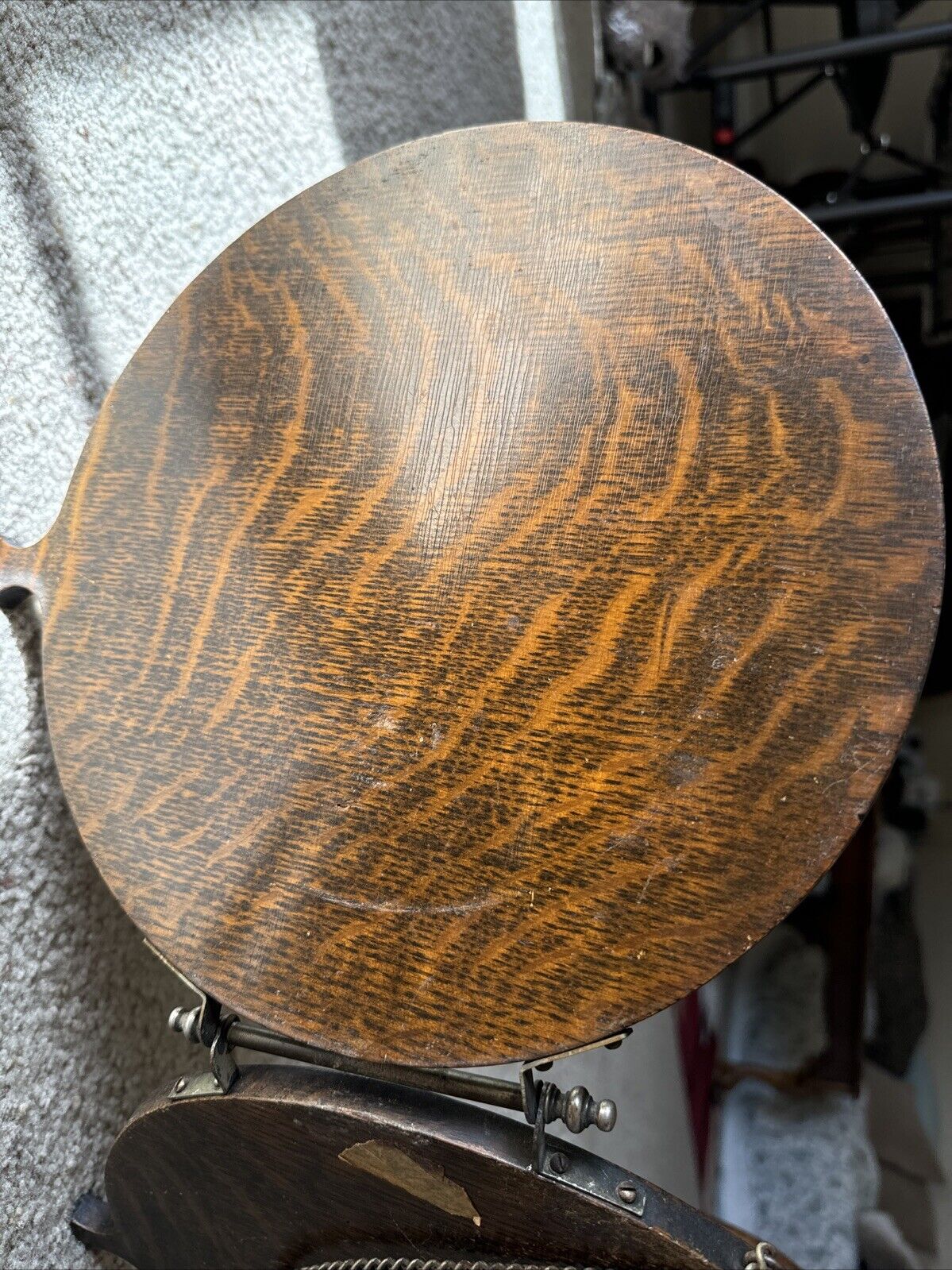 1800s-1900s Antique Wooden Tri-Folding Shaving Mirror