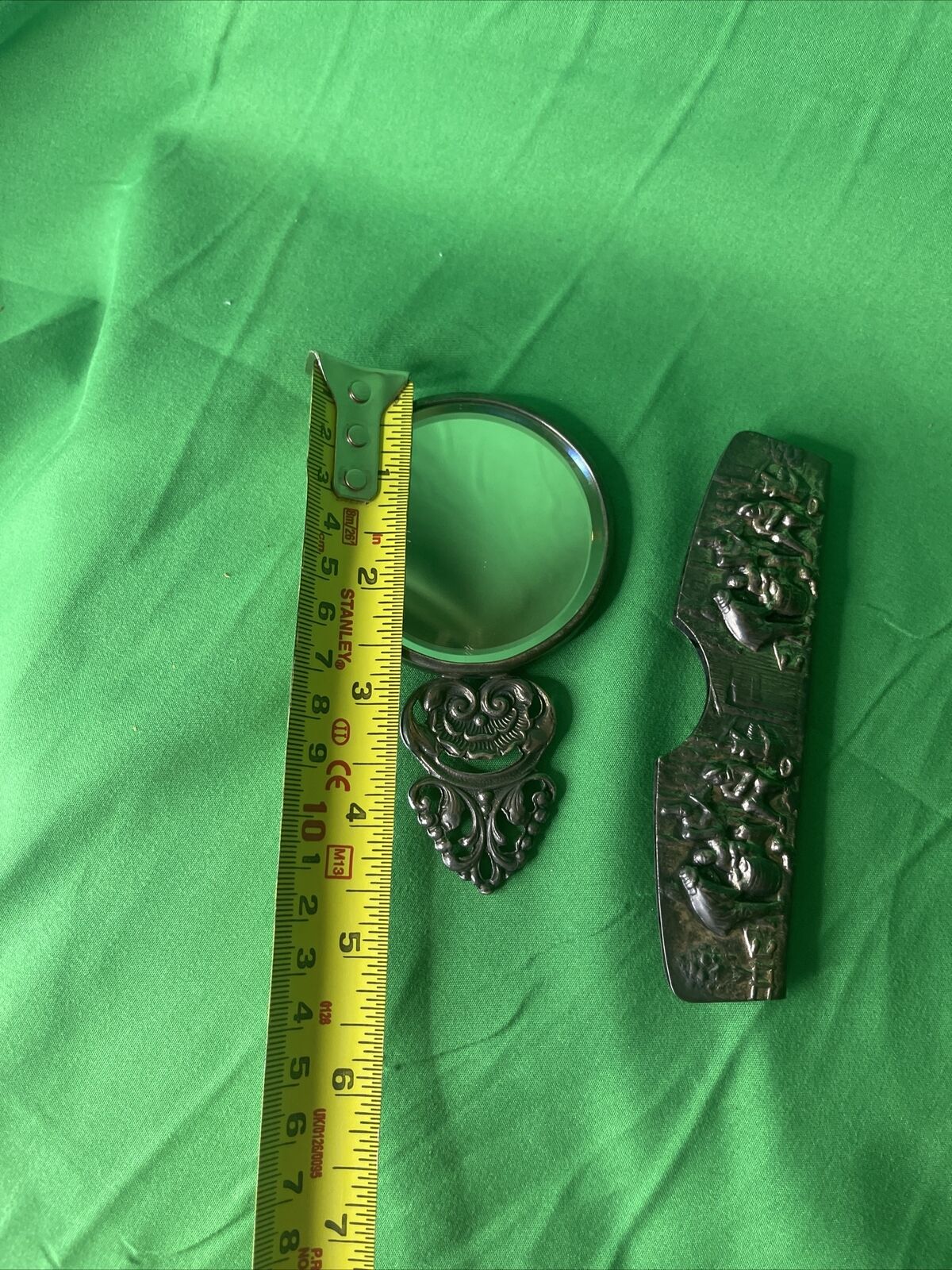 Hans Jensen Denmark Silver Plated Repousse Hand Mirror
