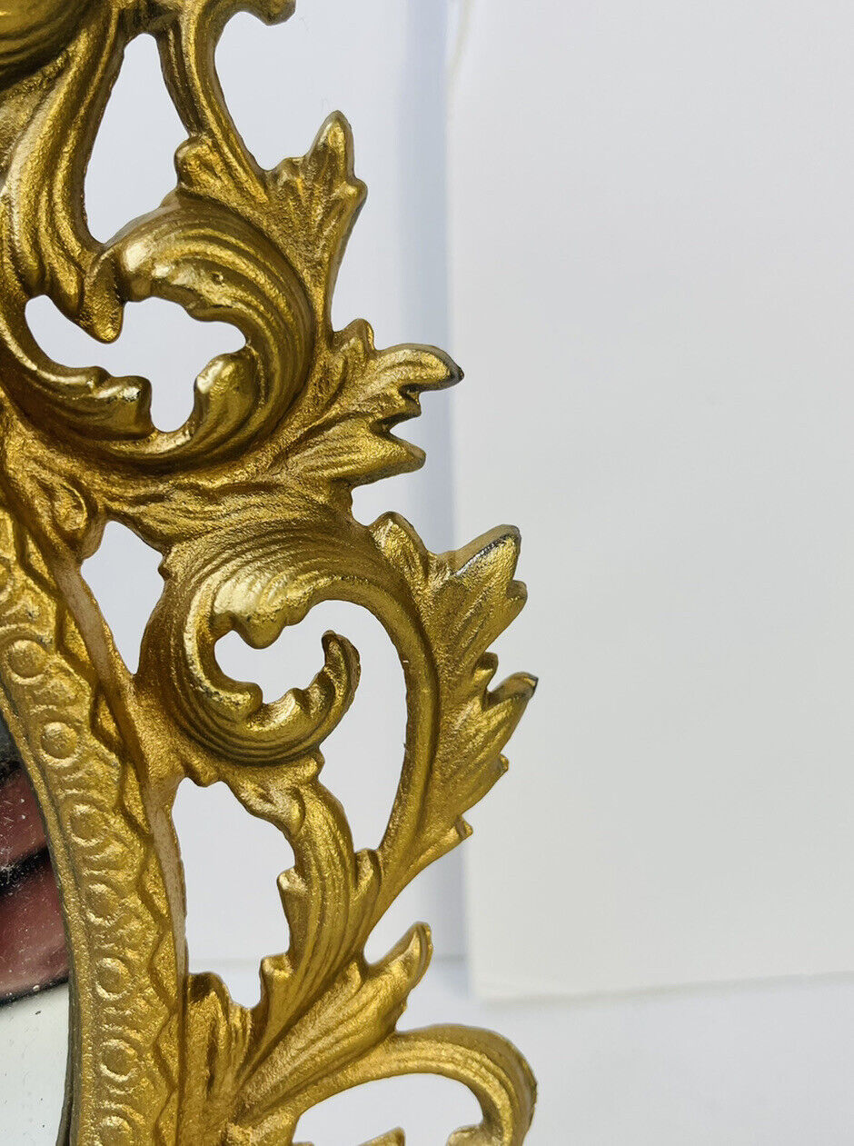 Victorian Regency Brass Vanity Dresser Mirror in Gold