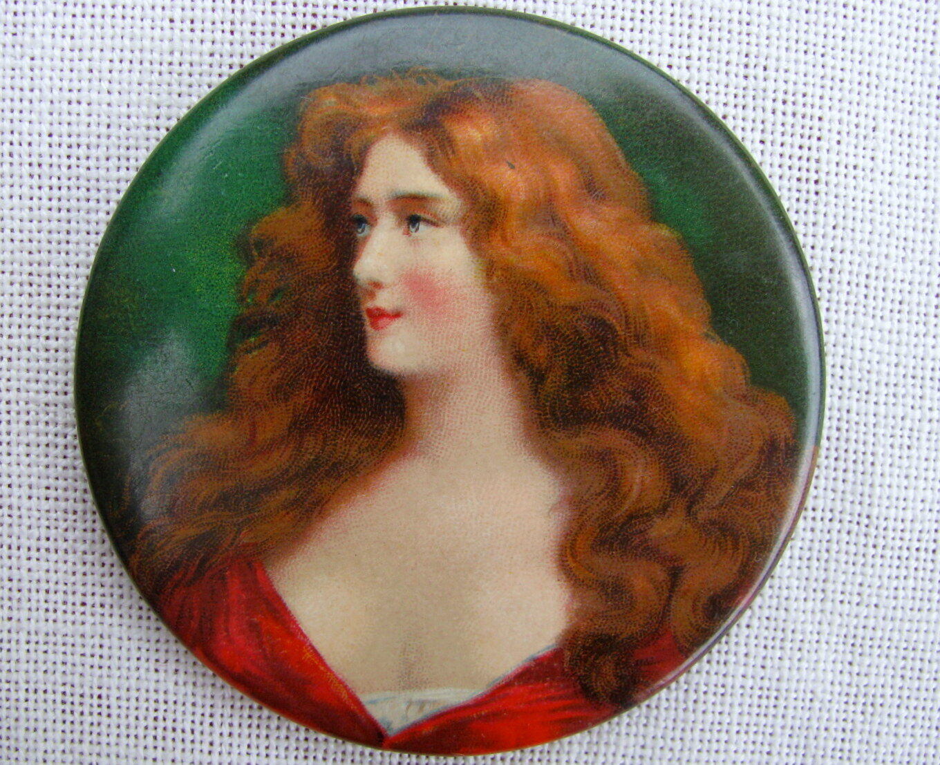 Early 1900s Antique Gentleman's Lady Round Pocket Mirror