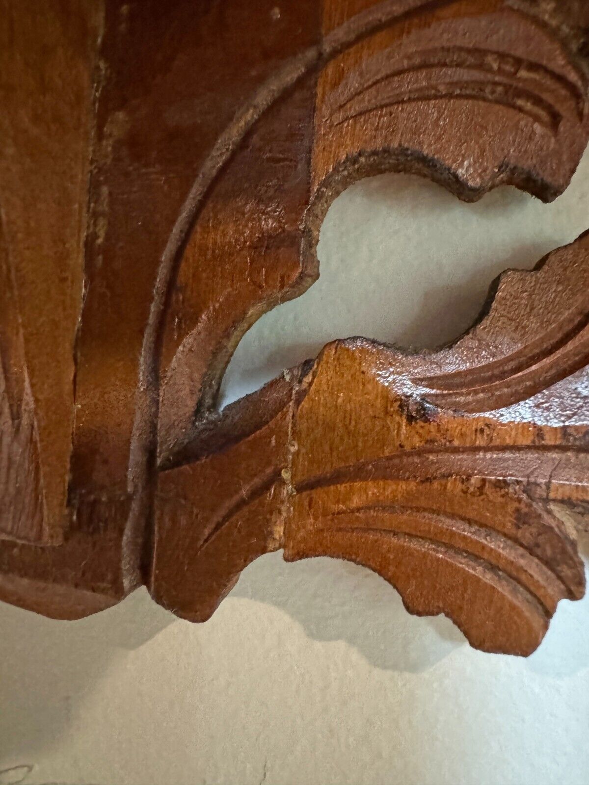 1800's Carved Black Forest Wall Shelf with Mirror