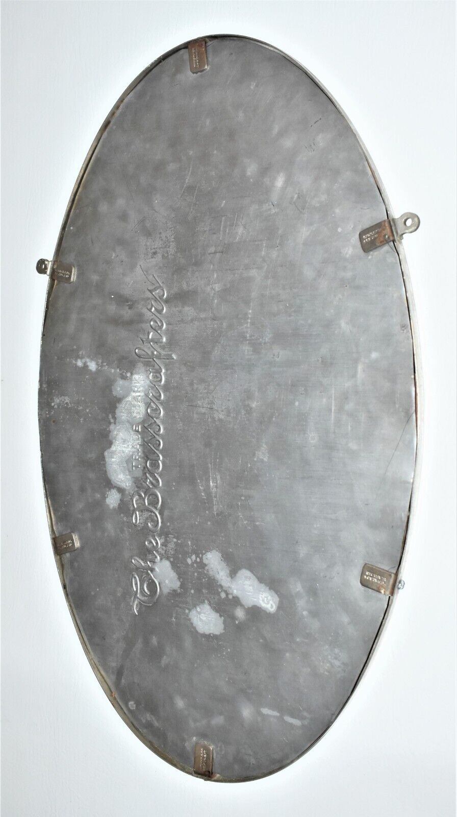 1900s Brass Oval Wall Mirror Industrial Steampunk Victorian