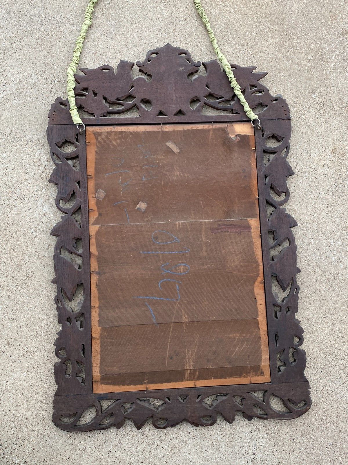 1800s Carved Wood Black Forest Large Mirror - Hunting Game Lodge