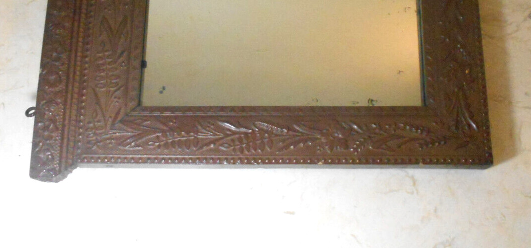 1800s Antique Mirror with Fern Floral Gesso Frame