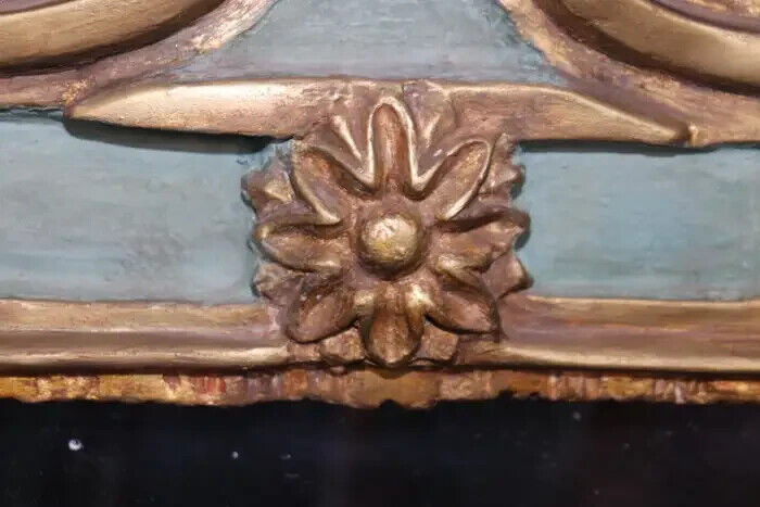 Early 1800s Era Polychromed Gilded Italian Venetian Mirror