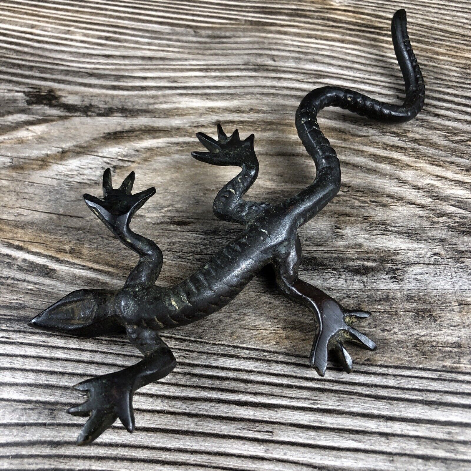 Early 1900's Art Deco Bronze Lizard Statue Paperweight
