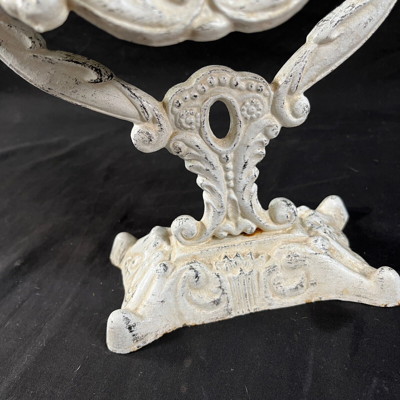 1800s cast iron tabletop mirror with swivel stand