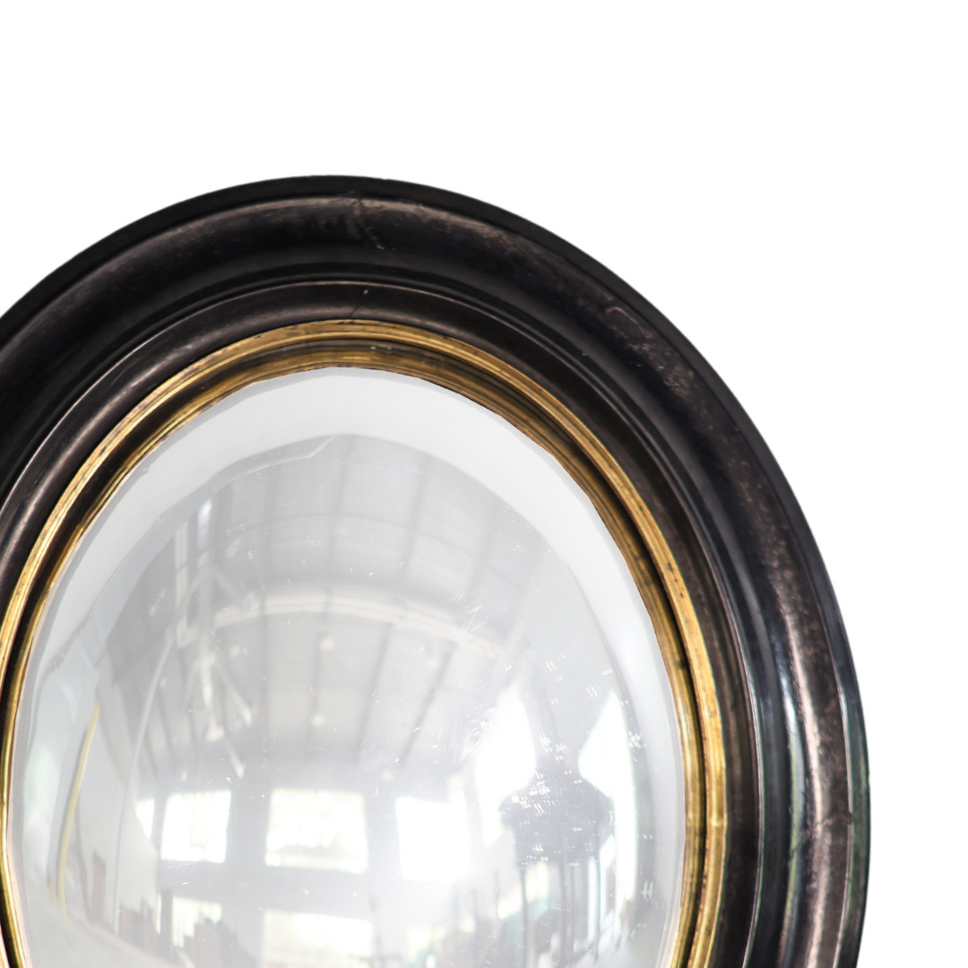 Small Black Frame Witch Mirror from 18th Century