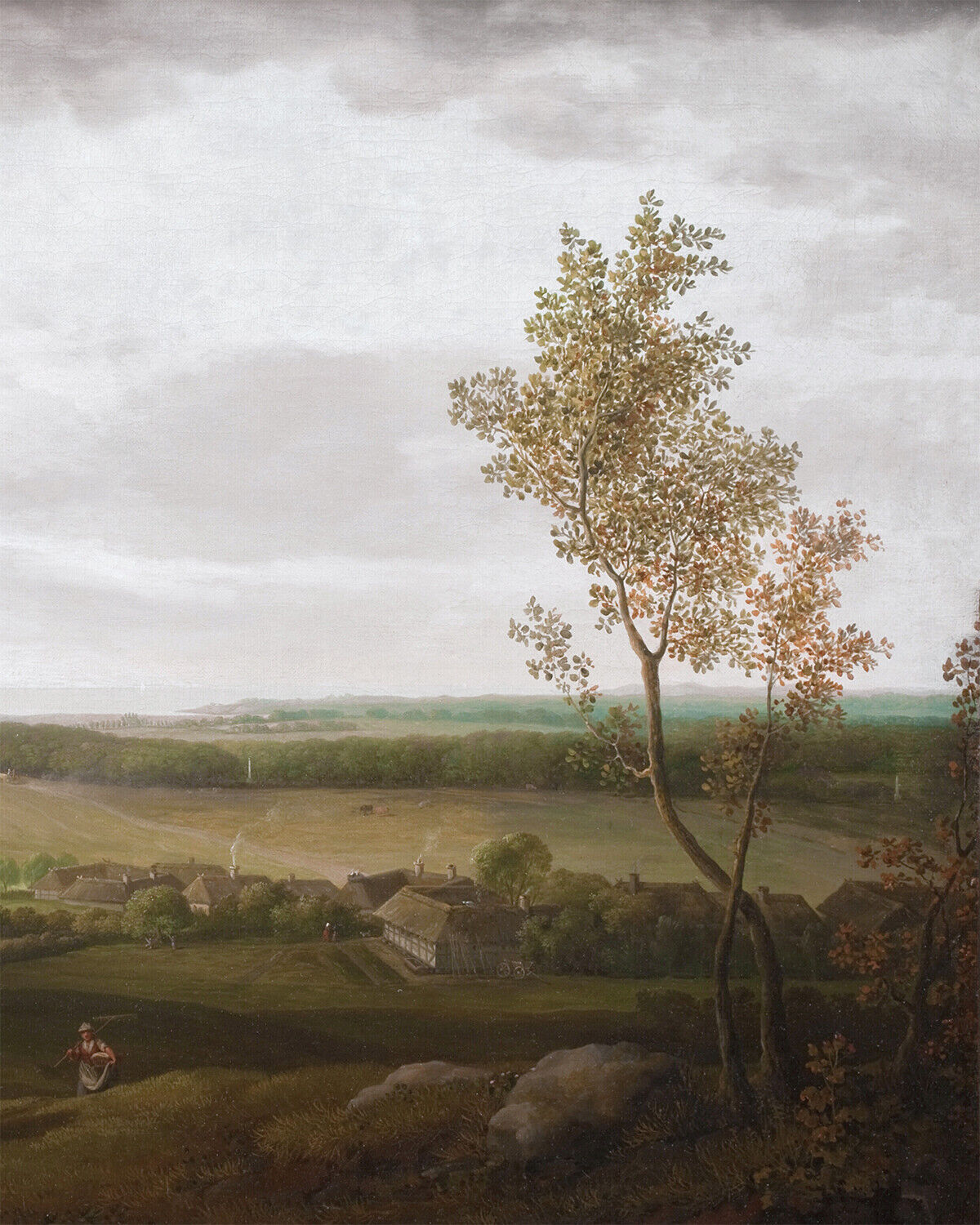 1700s Country Landscape Painting Giclee Print on Fine Art Paper
