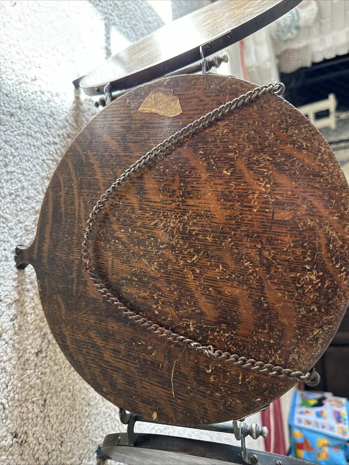 1800s-1900s Antique Wooden Tri-Folding Shaving Mirror