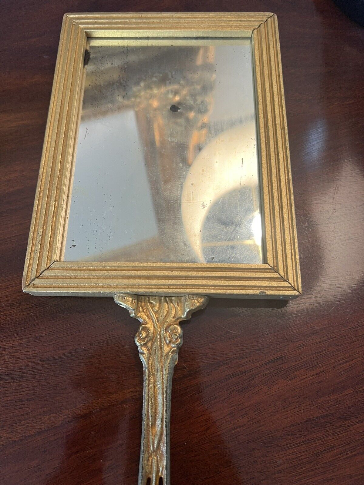 Late 1800s Victorian Hand Held Mirror with Picture