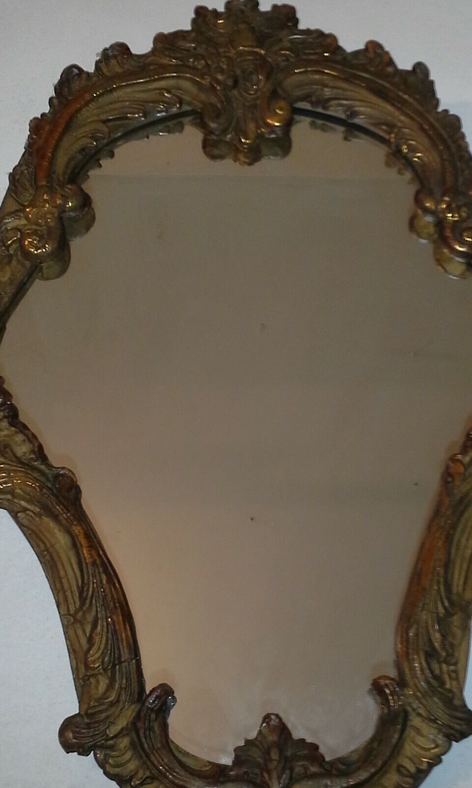 European Hand Carved Heart Shaped Mirror with Ornate Detail