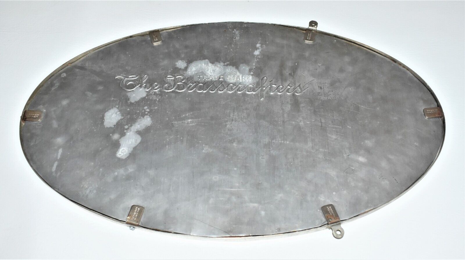 1900s Brass Oval Wall Mirror Industrial Steampunk Victorian