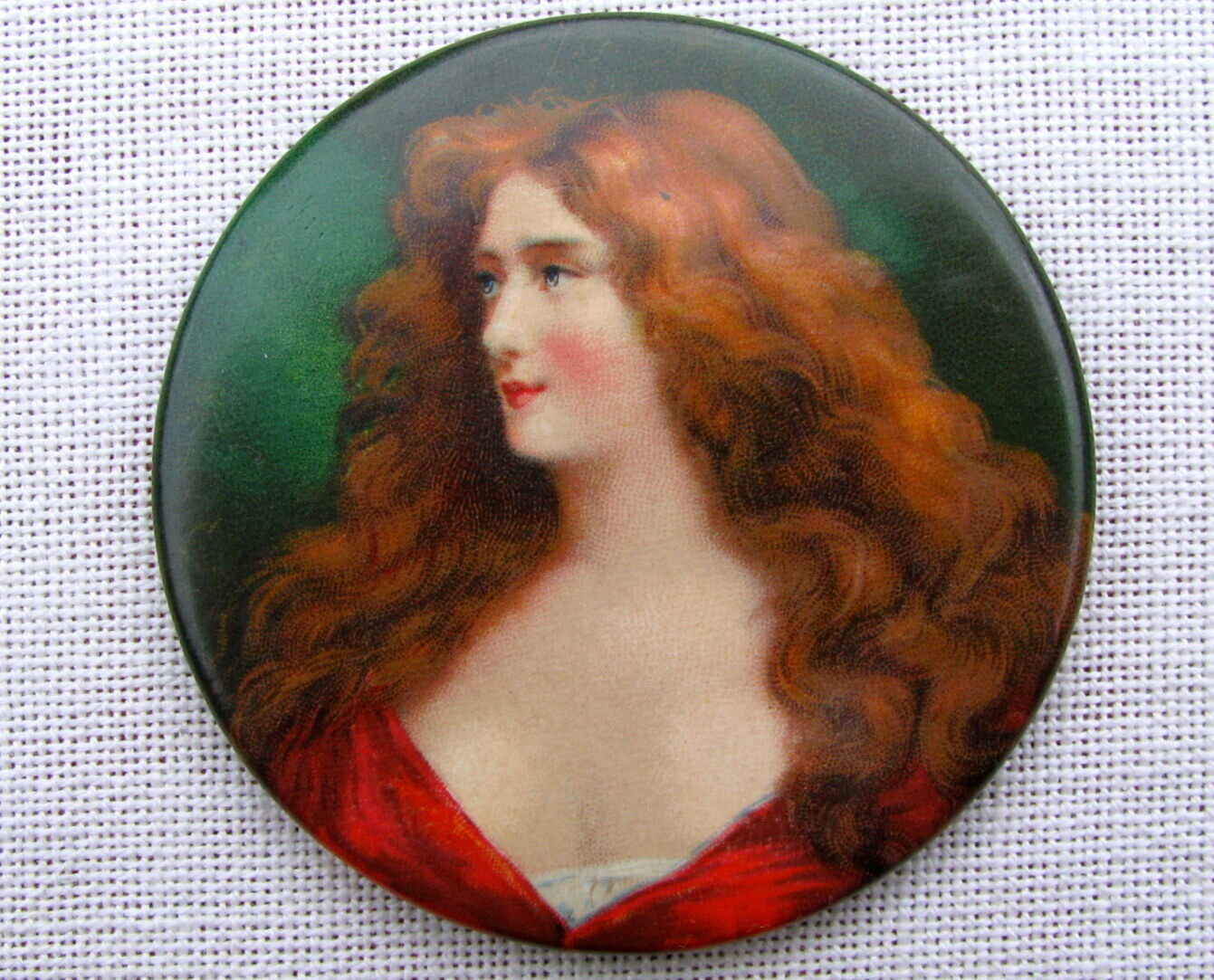 Early 1900s Antique Gentleman's Lady Round Pocket Mirror
