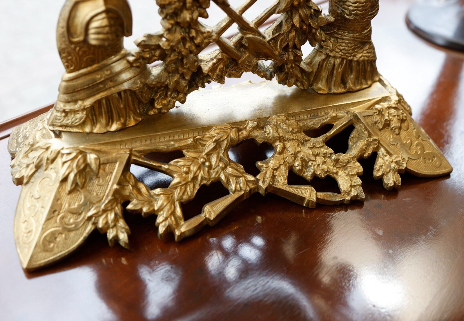 1800s Signed Ornate Tilted Vanity Mirror on Stand