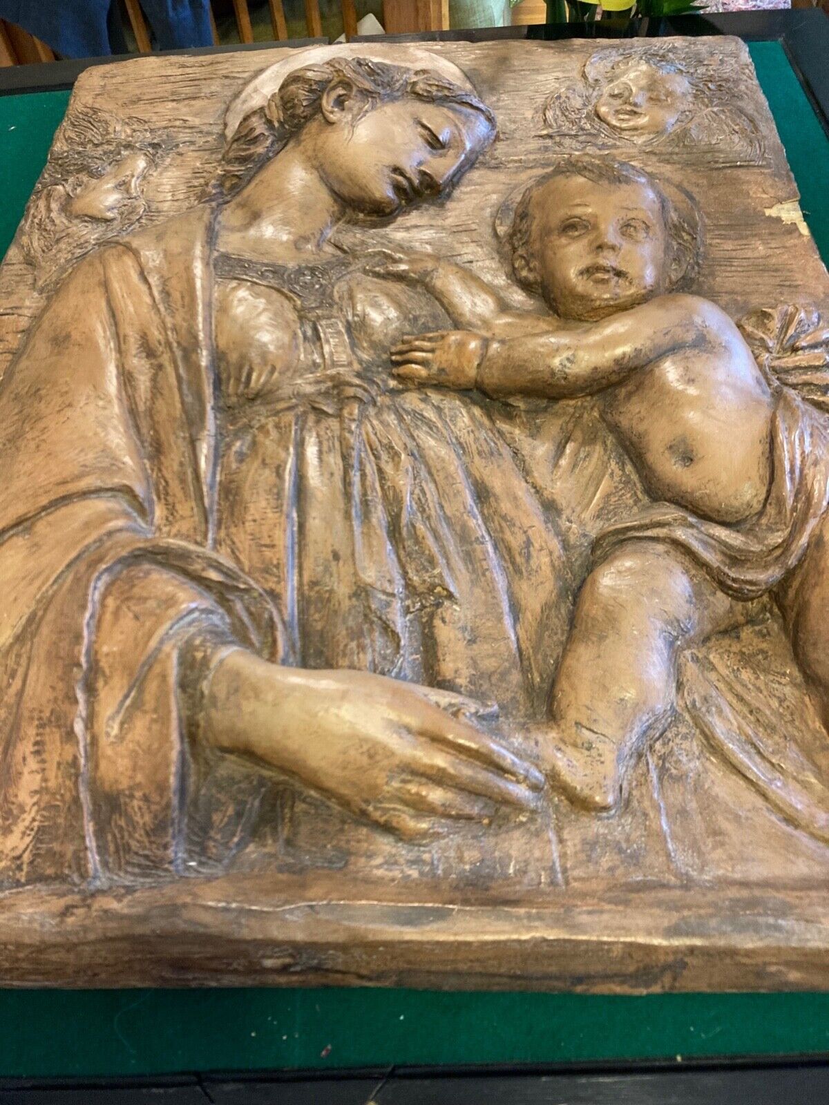 Antique Terracotta Madonna and Child Sculpture from Firenze