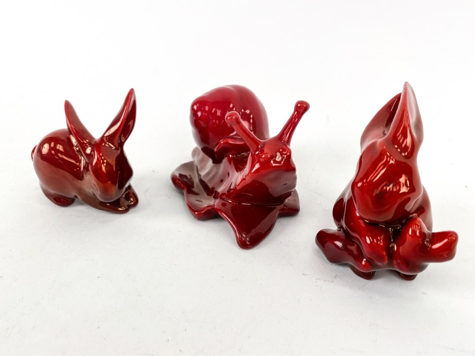 Late 1800's Zsonlay Pecs Red Porcelain Animal Figurines