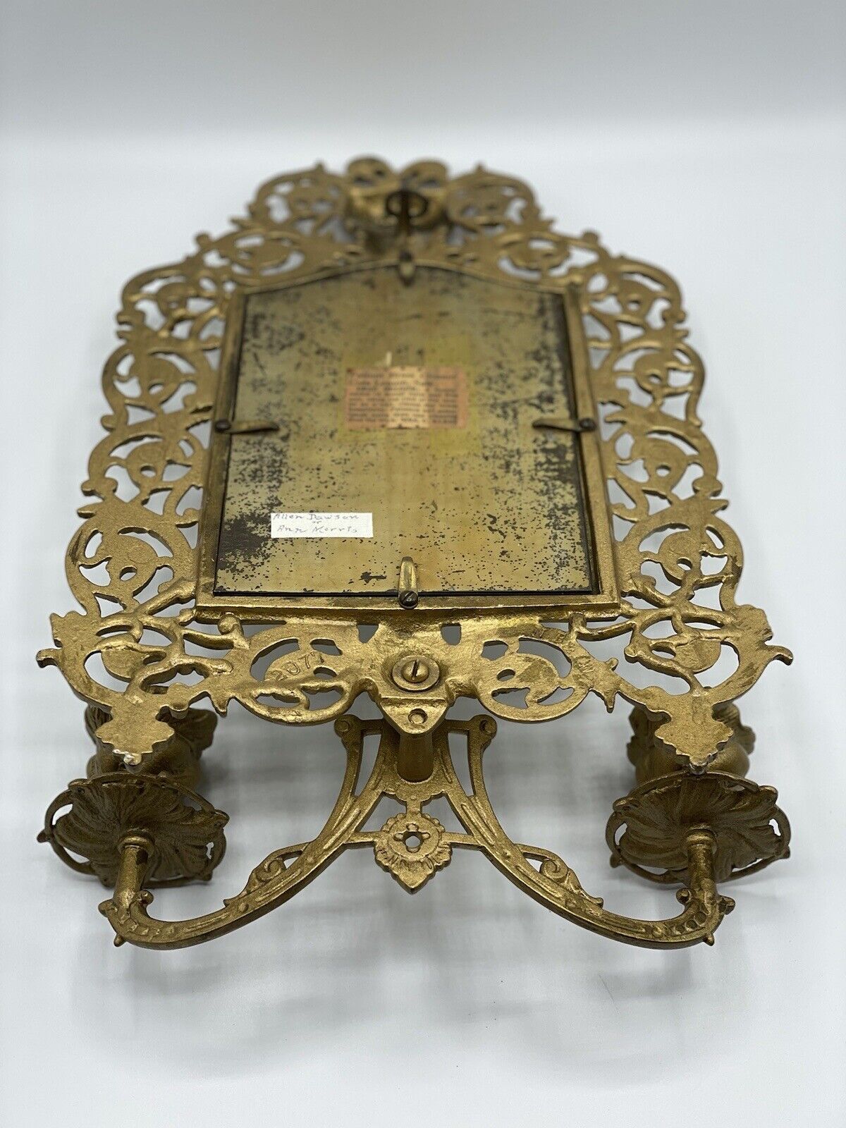 1800s Victorian Bronze Bacchus Bevel Edge Mirror Candlelit