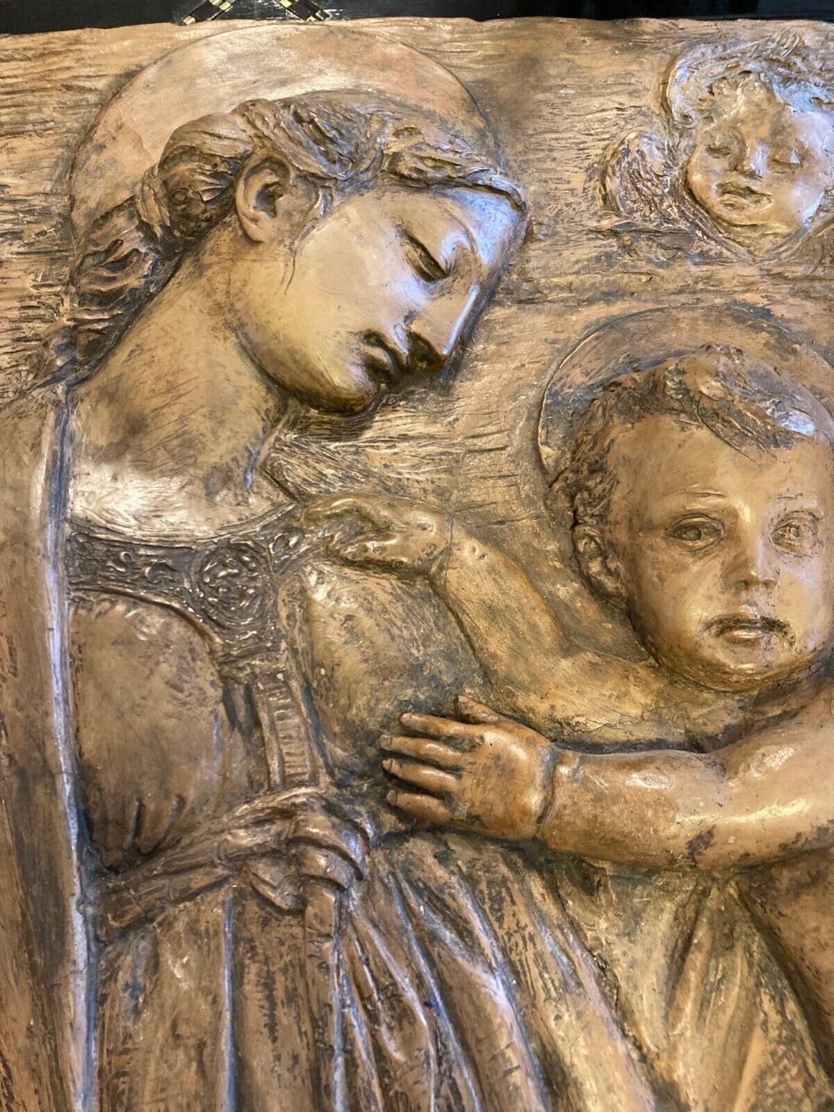 Antique Terracotta Madonna and Child Sculpture from Firenze