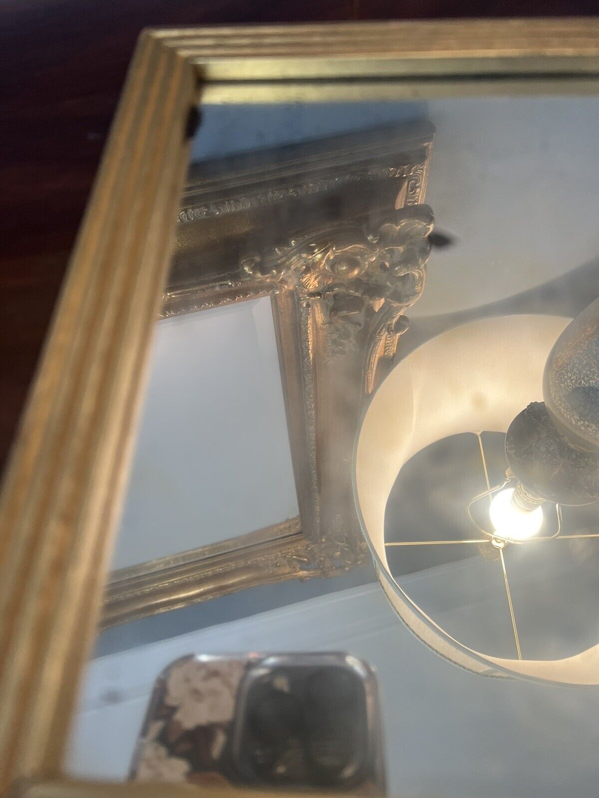Late 1800s Victorian Hand Held Mirror with Picture