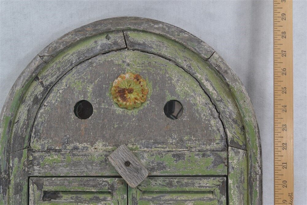 19th Century Architectural Arch Shutter Mirror - Green Grunge
