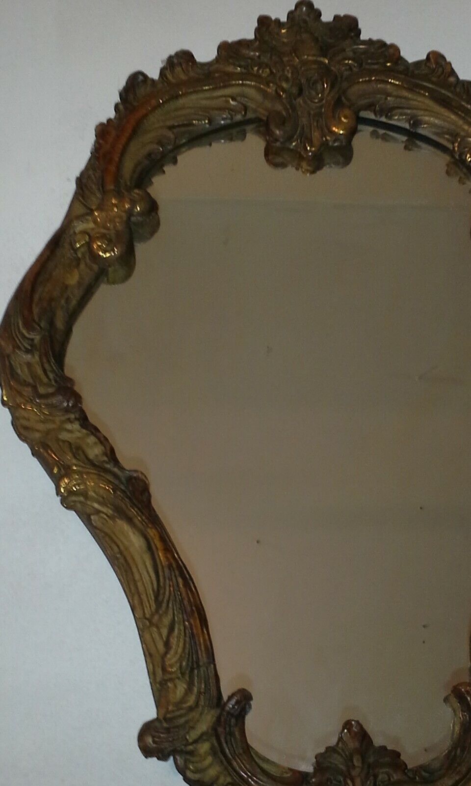 European Hand Carved Heart Shaped Mirror with Ornate Detail