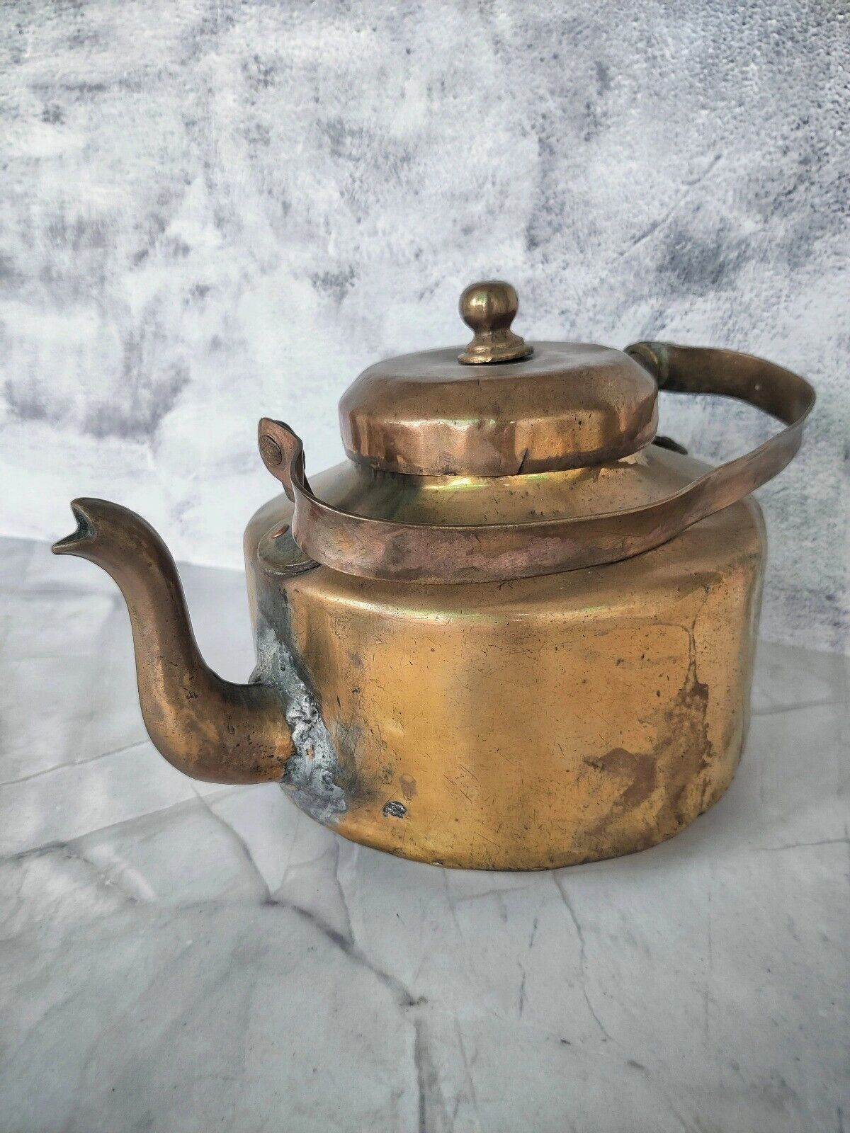 Antique Brass Tea Pot Kettle - Handcrafted Indian Vintage