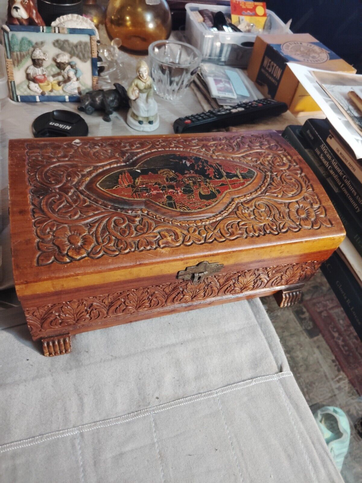 1800s Antique Vintage Jewelry Box in Need of Restoration