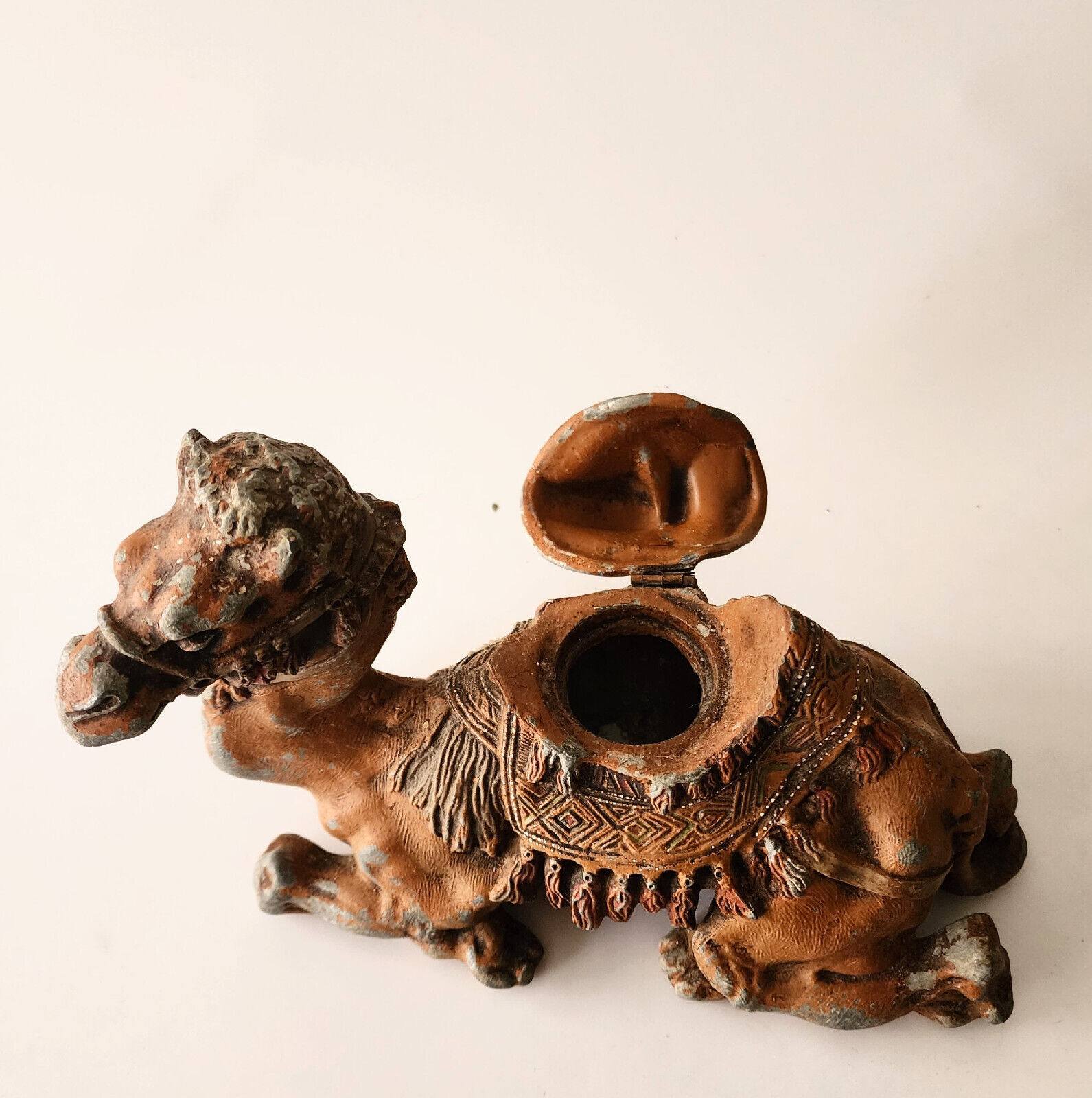 Antique Austrian Cast Metal Sitting Camel Inkwell, 1900