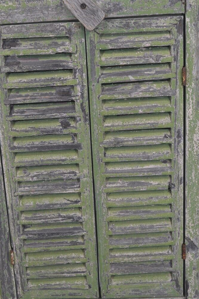 19th Century Architectural Arch Shutter Mirror - Green Grunge