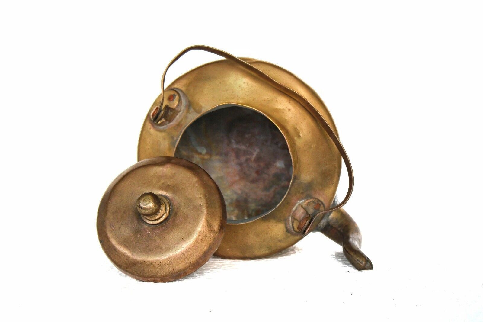 Antique Brass Tea Pot Kettle - Handcrafted Indian Vintage