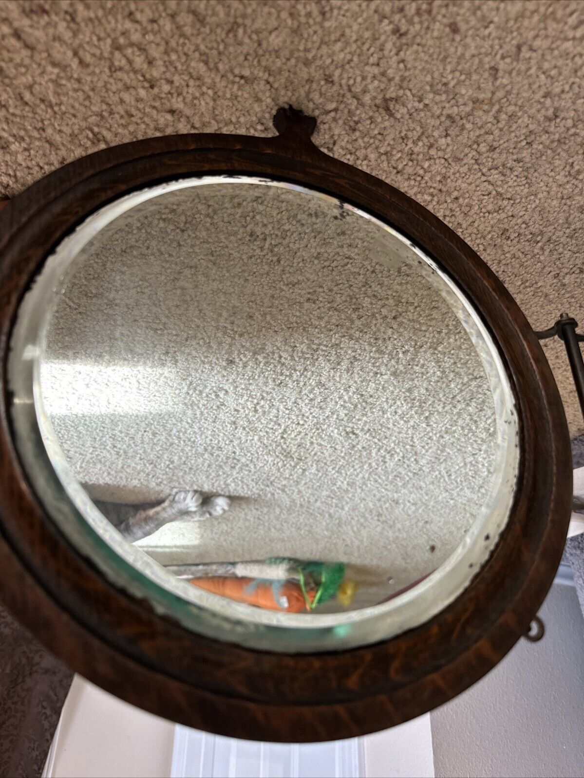 1800s-1900s Antique Wooden Tri-Folding Shaving Mirror
