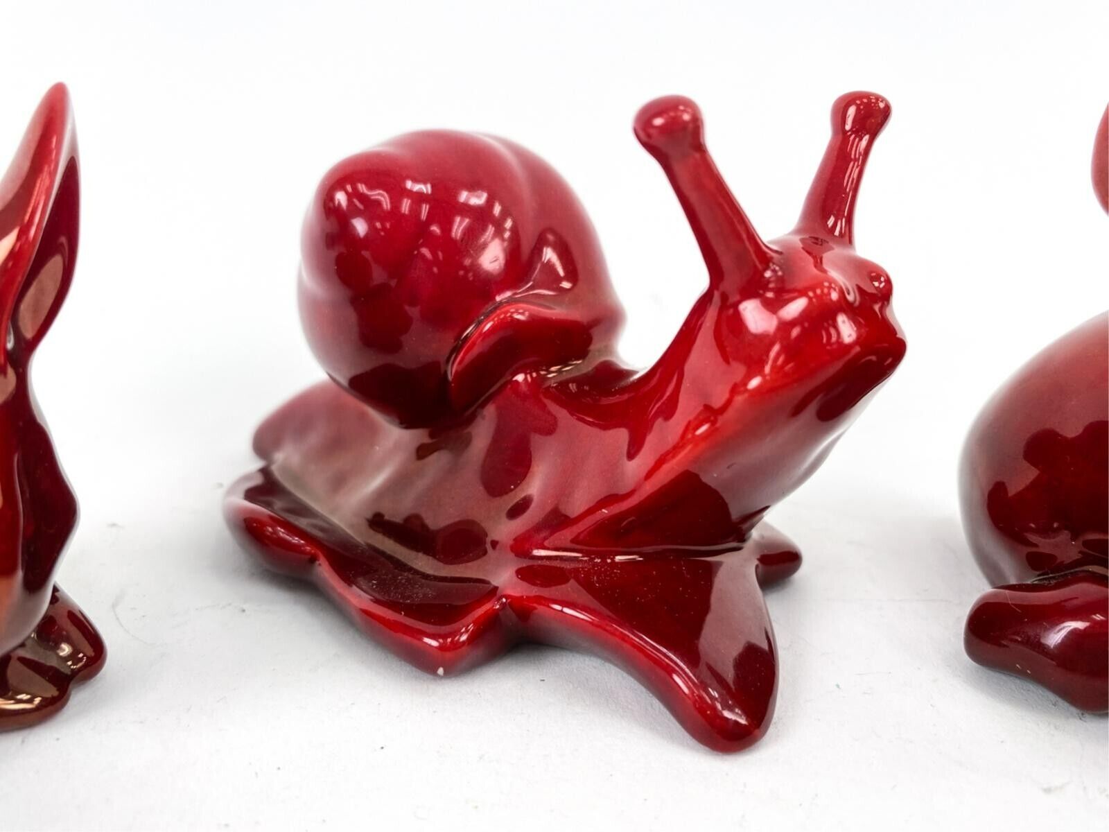 Late 1800's Zsonlay Pecs Red Porcelain Animal Figurines
