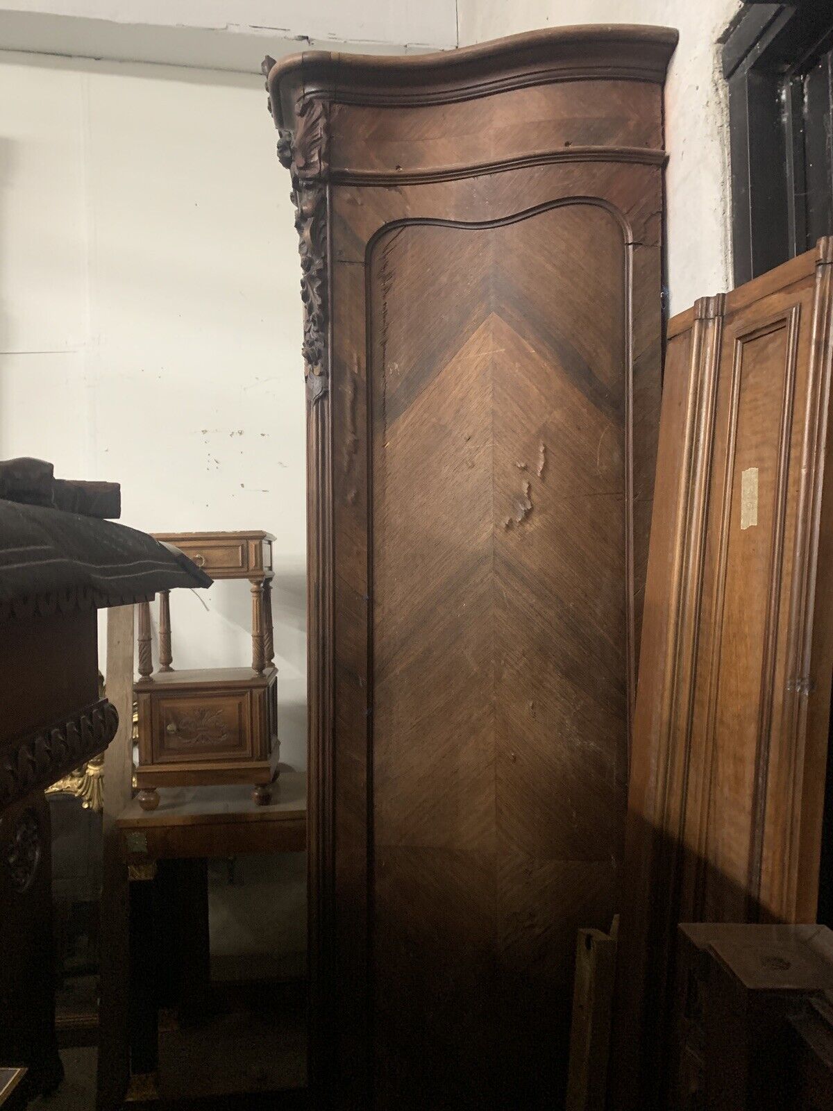 Louis XV Style Antique Mirrored Double Door Armoire