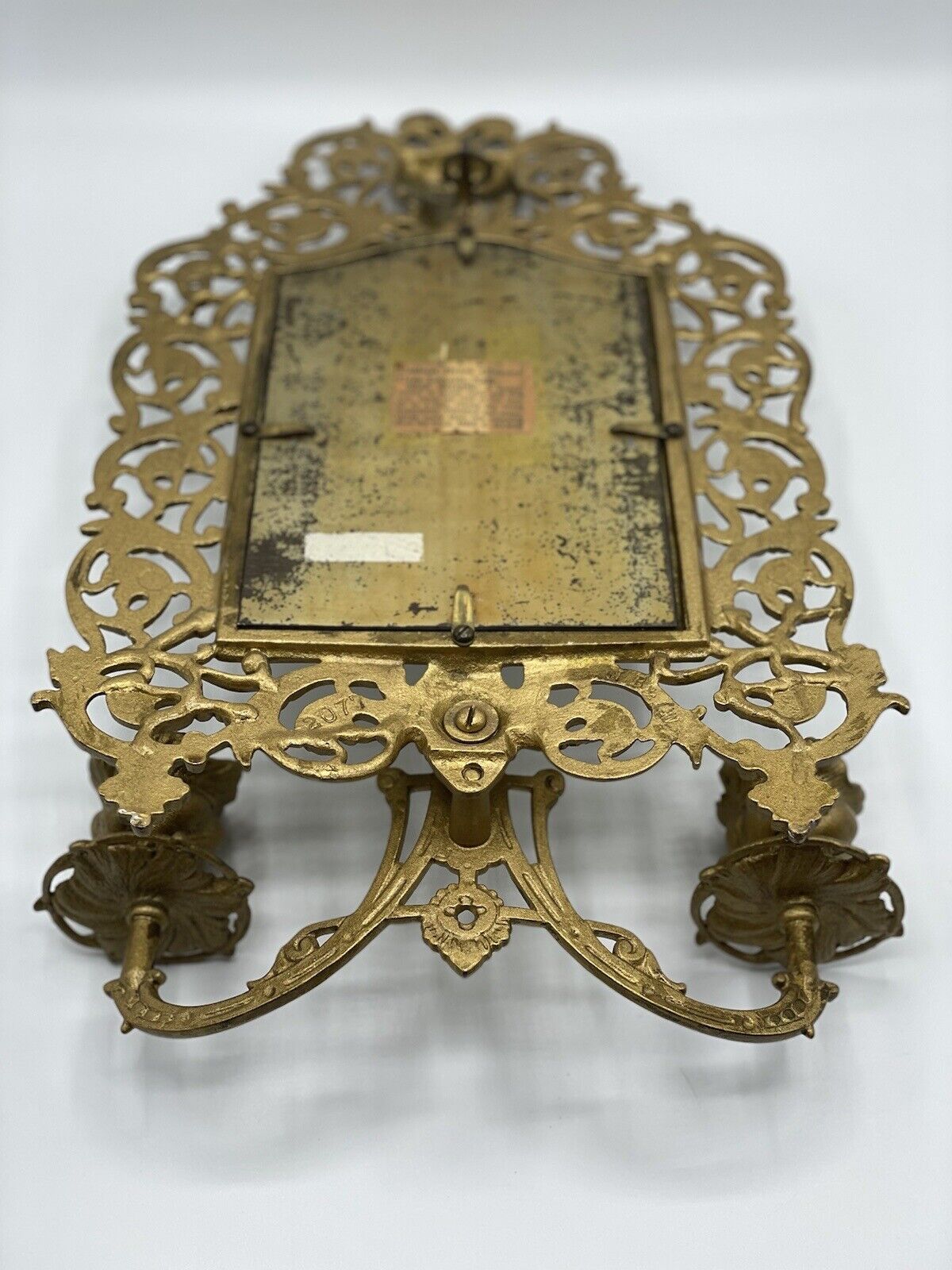 1800s Victorian Bronze Bacchus Bevel Edge Mirror Candlelit