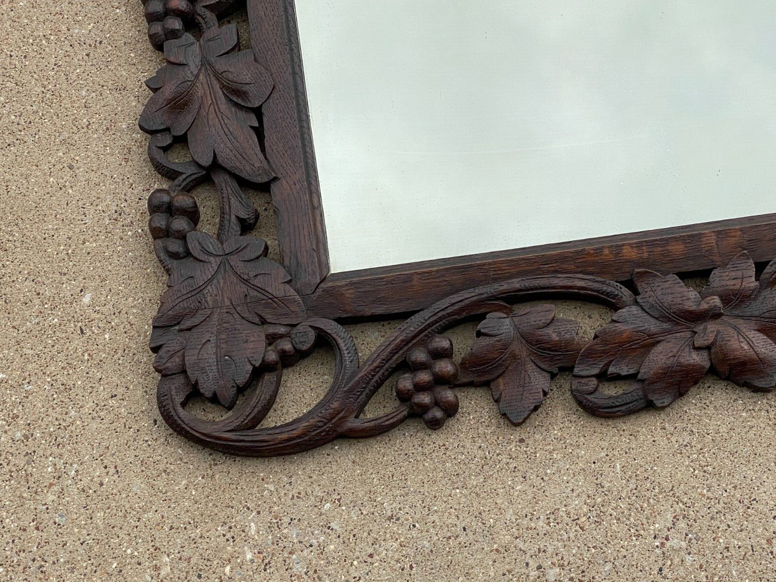1800s Carved Wood Black Forest Large Mirror - Hunting Game Lodge