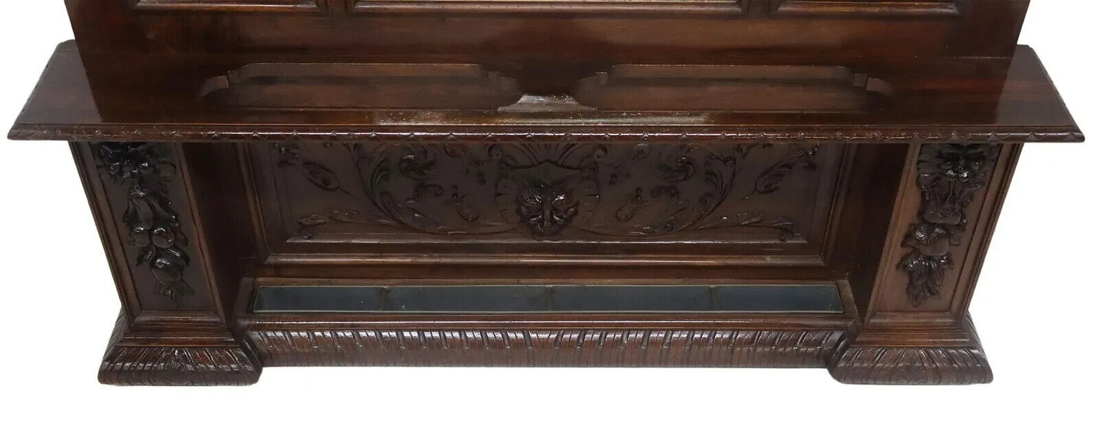 Italian Renaissance Revival Mirrored Walnut Hall Tree 1800s
